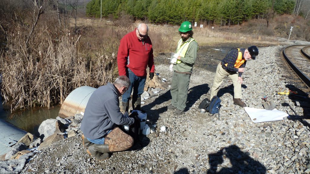 Matt Hepler finally getting an inspection of a wastewater outfall from the Red River mine.