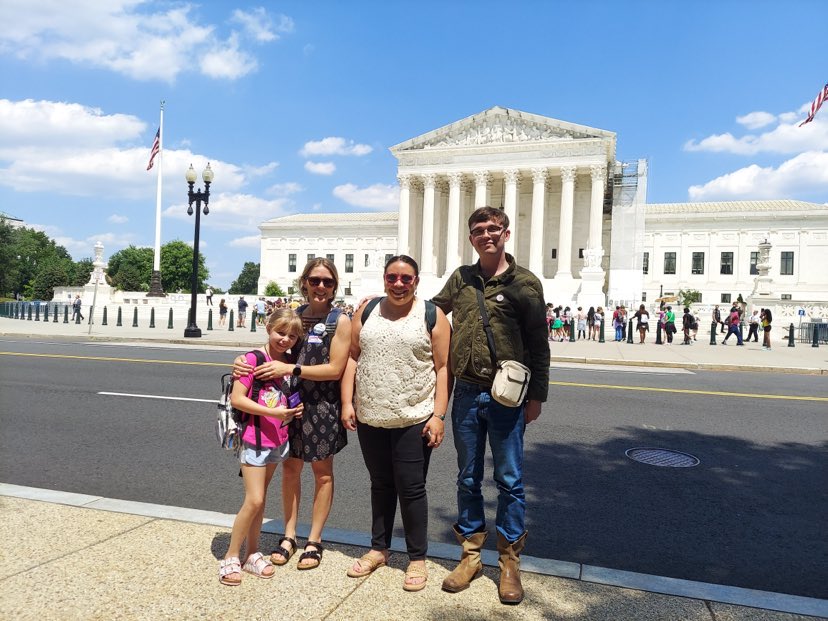 Harper Hill of Kentuckians for the Commonwealth, Lyndsay Tarus of the Alliance for Appalachia and Taysha Lee DeVaughn and Garrett Blaize of Southern Appalachian Mountain Stewards. Photo courtesy of Lyndsay Tarus.