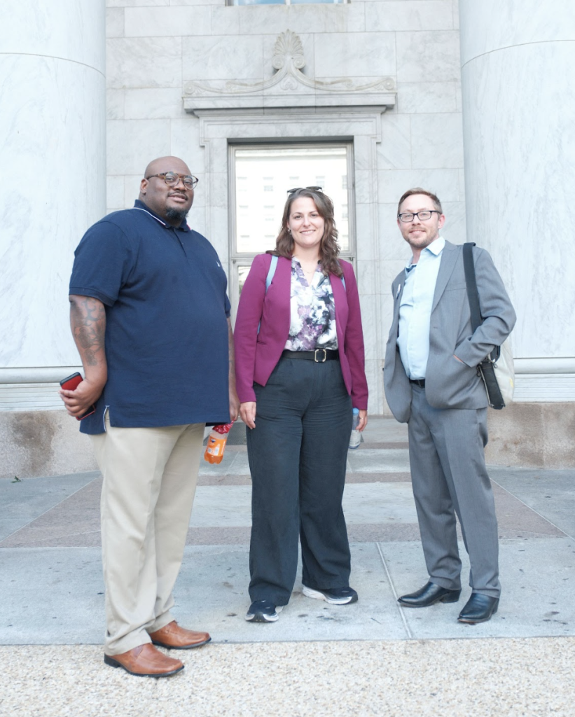 Dee Parker of Kentuckians For The Commonwealth, Audrey Ernstberger of Kentucky Resources Council and Willie Dodson of Appalachian Voices lobbied on Capitol Hill against Abandoned Mine Land Economic Revitalization dollars going toward the Letcher County prison. Photo by Seed Lynn