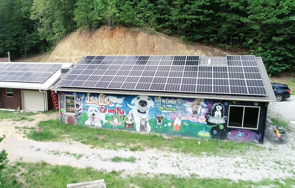 Solar panels on top of Leslie County Animal Shelter in Kentucky. Courtesy of Mountain Association
