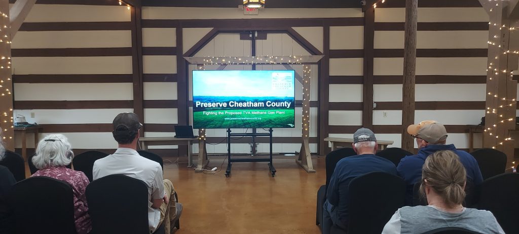 Over 100 people showed up to a Preserve Cheatham County town hall event on March 27, 2025, in Pleasant View. Photo by Angie Mummaw