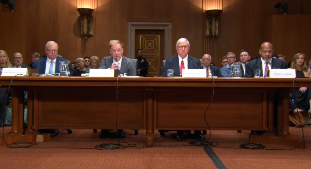 Screenshot of the Senate Environment and Public Works Committee hearing to consider nominees for the Tennessee Valley Authority Board of Directors, including Mitch Graves, Jeff Hagood, Randy Jones and Arthur Graham.