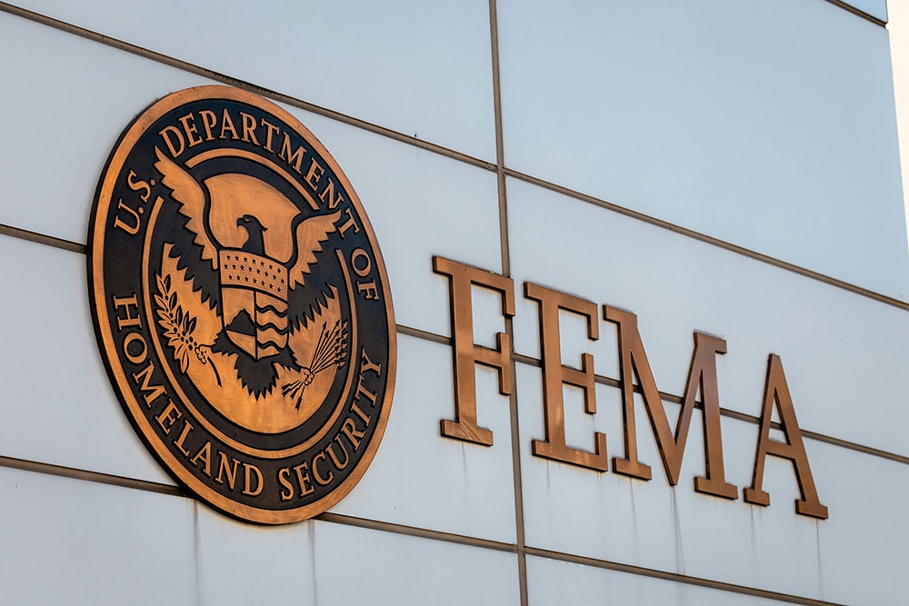 Photo of the FEMA sign on the side of a building