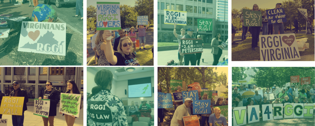 After Governor Glenn Youngkin illegally withdrew Virginia from RGGI in 2023, concerned residents and advocates repeatedly held rallies calling on legislators to rejoin the regional pact. Graphic by Jen Lawhorne