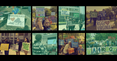 After Governor Glenn Youngkin illegally withdrew Virginia from RGGI in 2023, concerned residents and advocates repeatedly held rallies calling on legislators to rejoin the regional pact. Graphic by Jen Lawhorne