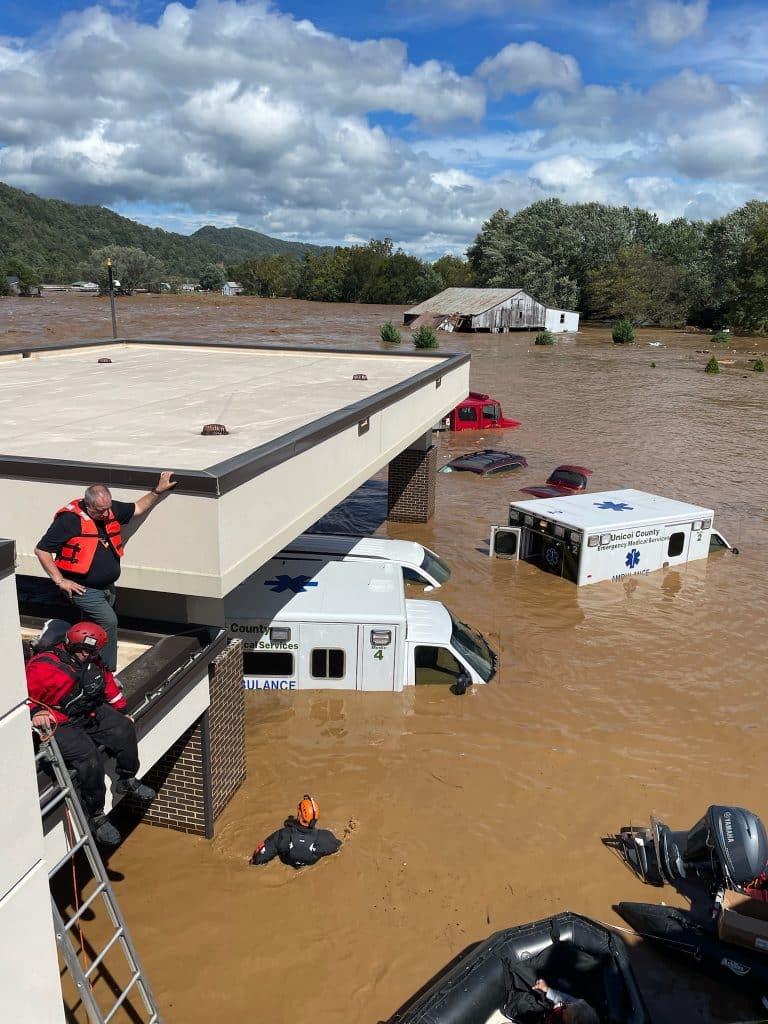 Rescue workers at Unicoi County Hospital in Erwin. Photo courtesy of Ballad Health