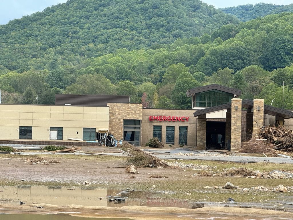 Unicoi County Hospital in Erwin after the storm. Photo courtesy of Ballad Health