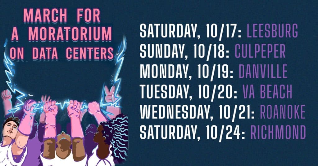 March for a moratorium in locations throughout Virginia!