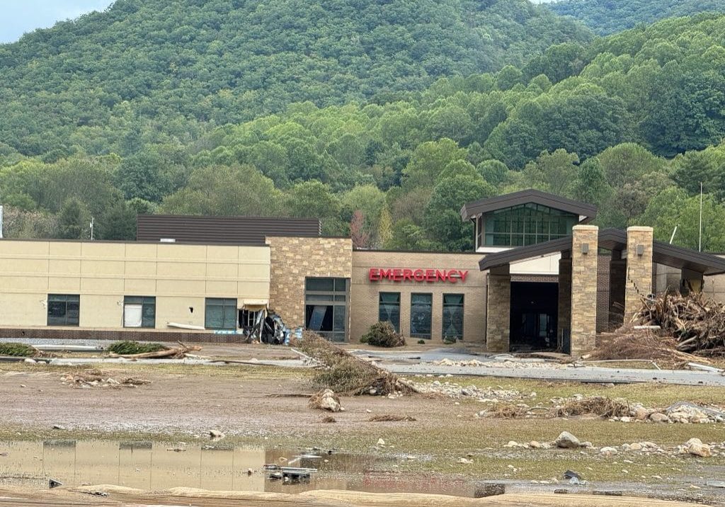 Unicoi County Hospital in Erwin after the storm. Photo courtesy of Ballad Health