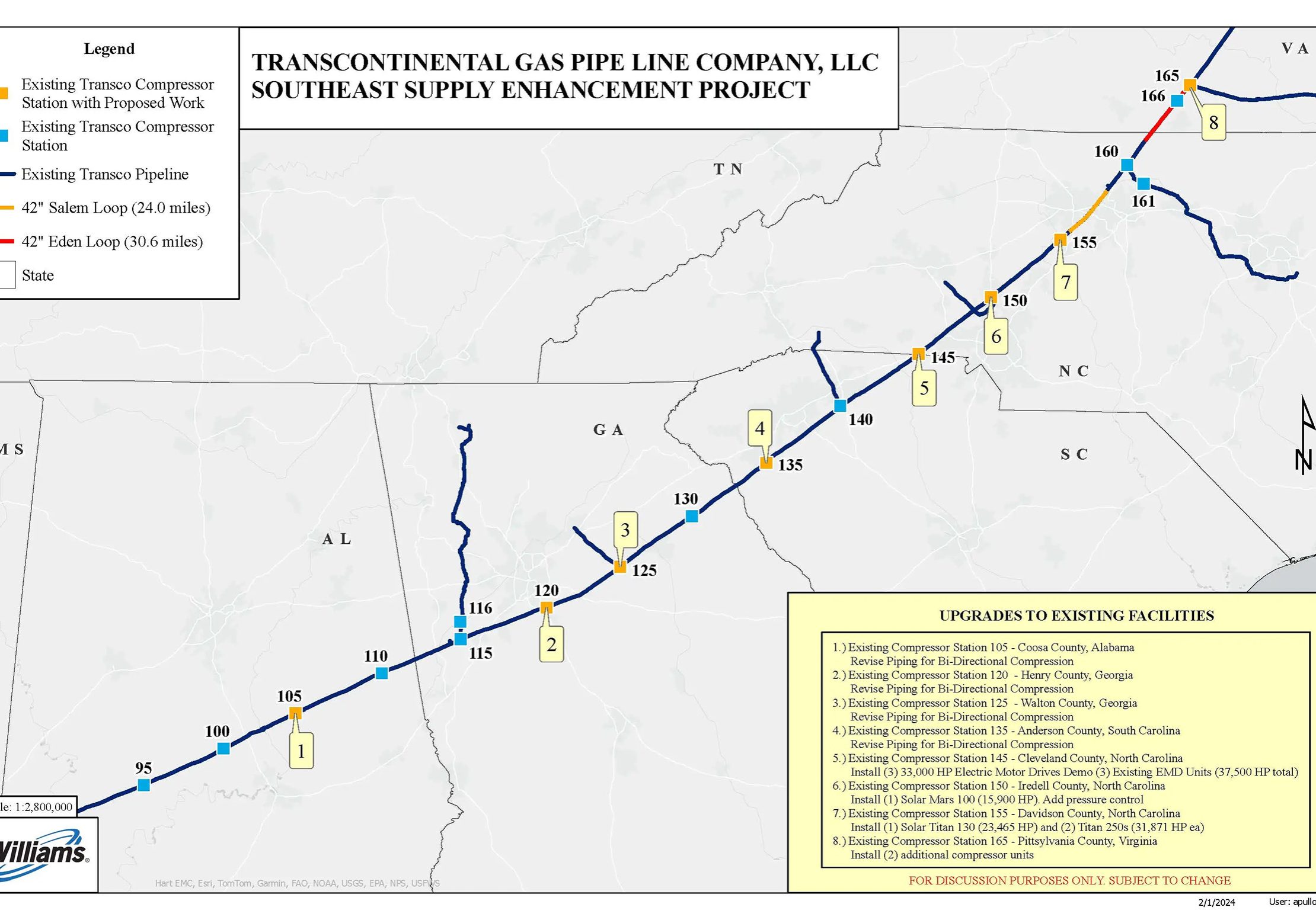 Map of the Southeast Supply Enhancement Project